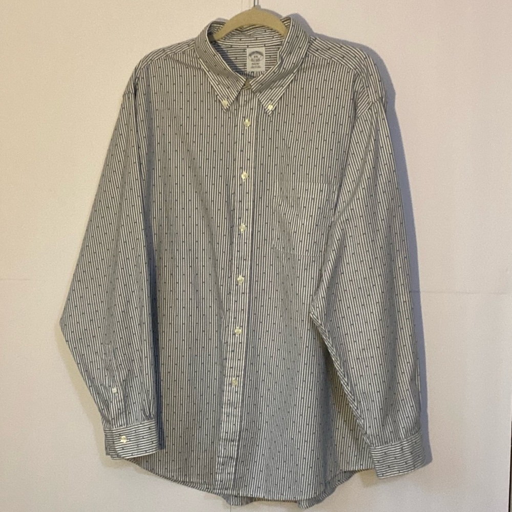 Brooks Brothers Regent Navy and White Pinstripe Button-Down Shirt Size XXL